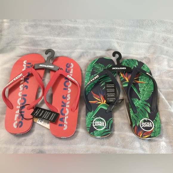 Jack & Jones Other - Lot of 2 Jack & Jones Flip Flops Barbados Cherry and Navy Blazer Men’s Size 9/10